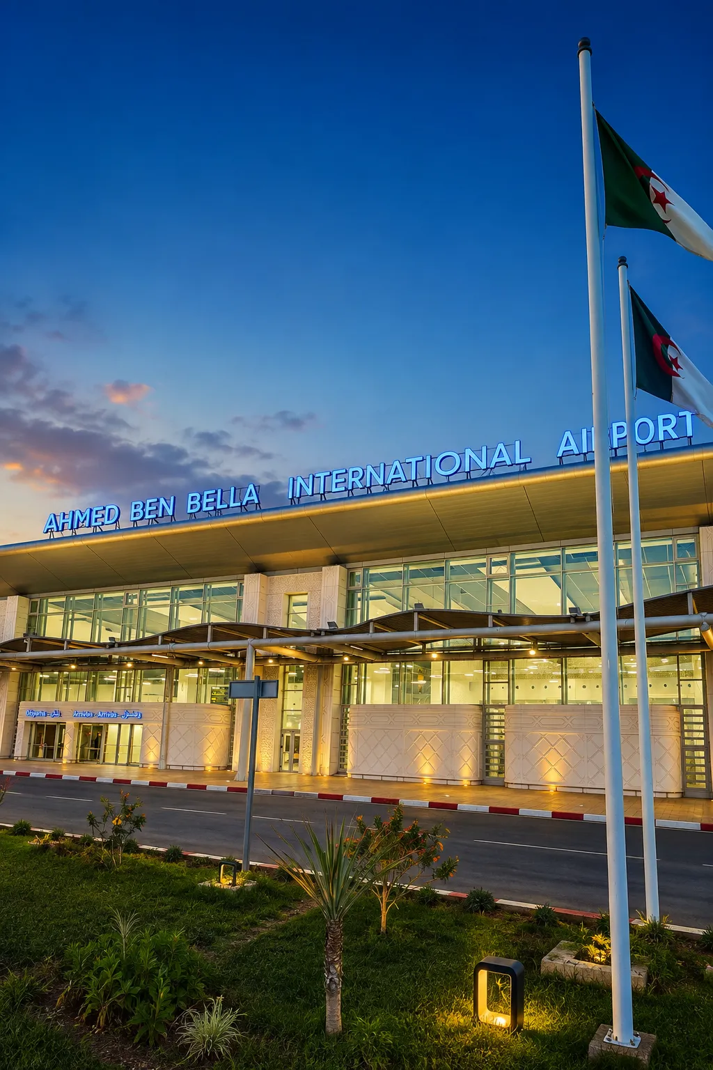 L’aéroport international Ahmed Ben Bella d’Oran au coucher du soleil